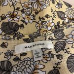 Max Studio  Women Top Size L Smocked Pleated Ties Waist Babydoll Pullover V-Neck Photo 7