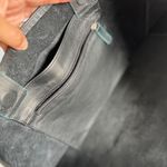 Black Deertan Cowhide Leather Tote Bag Teal Trim Classic Minimalist Purse Photo 2