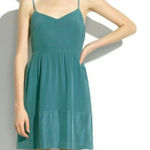 Madewell Silk Bordershine Cami Dress in Teal Size 0 Photo 0