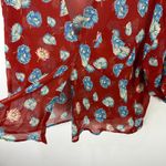 Urban Outfitters Pins & Needles Red Floral Top Womens Medium Short Sleeve Sheer Boho Indie Layer Photo 4