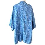 Wrangler  Retro Women's Short Sleeve Aztec Print Denim Kimono Cardigan Blue Photo 8