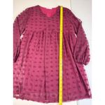 ABYOXI Burgundy Pom‎ Pom Swiss Dot Babydoll Mini Dress Long Sleeve Medium Red Photo 3