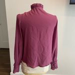 Lavender Brown  Vintage Silk Ruffled V-Neck Blouse - Mauve Photo 1