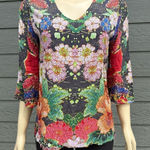 Johnny Was  Dralion Floral Colorful Top Women’s Sz XS Photo 0