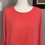 Valerie Stevens Coral Pink Polka Dot Top Long sleeve Ruffle Size Large Photo 1