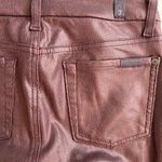 7 For All Mankind  Merlot Burgundy Faux Leather Knee Seam Coated Jeans Size 27 Photo 8
