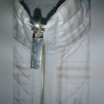 Chico's  2 L Reversible Quilted Zip Front Vest in White and Gold Peach Plaid Photo 1