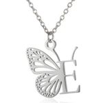 Letter E Initial Butterfly Necklace Silver Photo 0