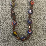 Vintage Italian Murano Millefiori Art Glass Beaded Necklace Brown Photo 5