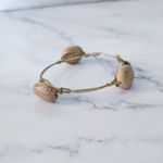 Statement Bracelet Gold Tone with Beige Accents Photo 9