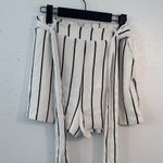 Forever 21 High Waist Black and White Striped Shorts Photo 8