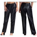 H by Halston H Halston Faux Leather Pants Women Small Straight Leg Corporate Goth Grunge Photo 8