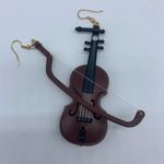 NEW brown violin and bow asymmetrical music instrument fashion earrings Photo 8