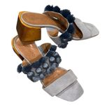 Bernardo Boho Blue Suede Bella Tassel Wooden Block Heel Slipon Sandals Shoes 8 Photo 0