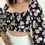 H&M  Blouse Top Cropped Bloggers Floral Print New with tags size XS Photo 0