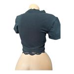 Adidas Originals Black Cropped Lace Trim Tee Women’s size small Photo 6