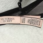Victoria's Secret  34C Black Demi Bra Gold Star Lined‎ Scalloped Trim Photo 2