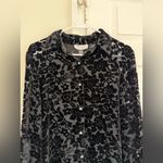 Suchada Burnout Velvet Silk Tunic Top M Sheer Button Down VTG Fairy Whimsical Black Size M Photo 1