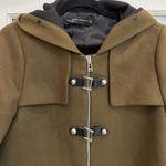 ZARA Women's Brown Olive Duffle Wool Coat Full Zip Front Buckle Size Medium M Photo 3