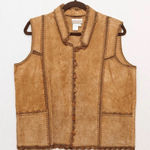 Coldwater Creek  leather crochet vest womens western‎ cowgirl rodeo Size Large Photo 0