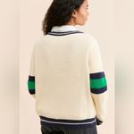 Callahan Varsity Collegiate Cardigan Retro Knit Athletic Ivory Cream Green sz S Photo 1