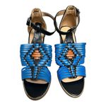 FarylRobin Blue Orange Strappy Sandals Stack Heel Ankle Strap Shoes Size 8 Photo 2