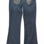 Bebe VtgY2K Womens 30 Low Rise Bootcut Flare Dark Wash Denim Rhinestones Bling Photo 0