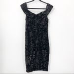 Bardot  Sequin Velvet Off The Shoulder Sheath Dress Black Knee Length Medium NEW Photo 3