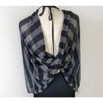 Steve Madden Women’s Soft Knit Infinity Scarf Gray Black Striped Wrap Top Photo 2