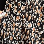 EXPRESS Flutter Surplice Wrap Top in Abstract Feather Print Black White Tan Photo 10