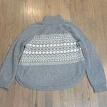 CHAPS  Gray Fair Isle Mock turtleneck Sweater Women's L Long Sleeve Knit Pullover Photo 4