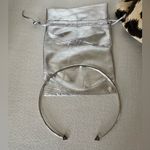Sterling Silver Open Cuff Necklace with baby stones on pyramid ends. Photo 2