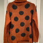 NWOT NorthStyle Size L Rust Black Polka Dot Cowl Neck Long Sleeve Fuzzy Sweater Orange Size L Photo 0