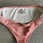 Shade & Shore Coral and White Striped Bikini Bottom Size Medium Photo 1