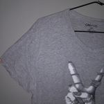 On Fire  3X Kindness Short Sleeved Top in Gray White Photo 3