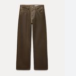 ZARA NWT RELAXED MID-WAIST WAXED JEANS In Brown US -6 Photo 3
