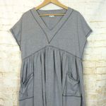 World Market Babydoll Dress Womens One Size Gray Short Sleeve Pockets Lagenlook Photo 3