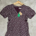 NWT Boden Cut Out Midi Tea Dress Shortsleeve Dark Burgundy Sweet Daisy Size 14R Purple Photo 6