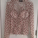 Cider  Coquette Floral Sweetheart Mesh Blouse Photo 0