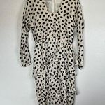 Vintage Sansappelle Silk Ivory and Black PolkaDot Ruffle Dress sz 8 Photo 0