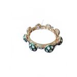 Gold Tone Bangle Bracelet with Green and Clear Stone Accents Photo 3