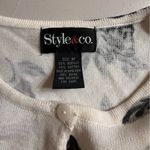 Style & Co . Black and White Rose Cardigan Photo 4