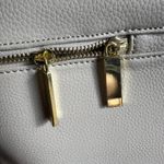 JOY Mangano Smart Chic pebbled Leather Double Decker Tote Taupe Purse Handbag Photo 4