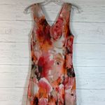 Dress Barn Y2K Chiffon Draped Midi Dress size 14 Pink Floral Silky 2000's Photo 10