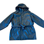 VintageāLeather black hooded faux fur lined trench jacket M Size M Photo 0