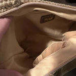 The Sak Y2K 90s Knit Crochet w/ Woven Ribbons Tan & Rainbow Purse. Photo 5