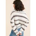 Free People  Kennedy Stripe Pullover in Ivory Size X-Small Photo 13