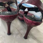 via spiga Plum Purple Hand Tooled Leather T-Strap Sandals Photo 5