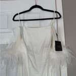 Mac Duggal  Long Off Shoulder Feathers Formal Bridal Gown Photo 5