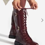 Shoedazzle Womens New  Gabrela Lace-Up Flat Boot Color: Oxblood Photo 2
